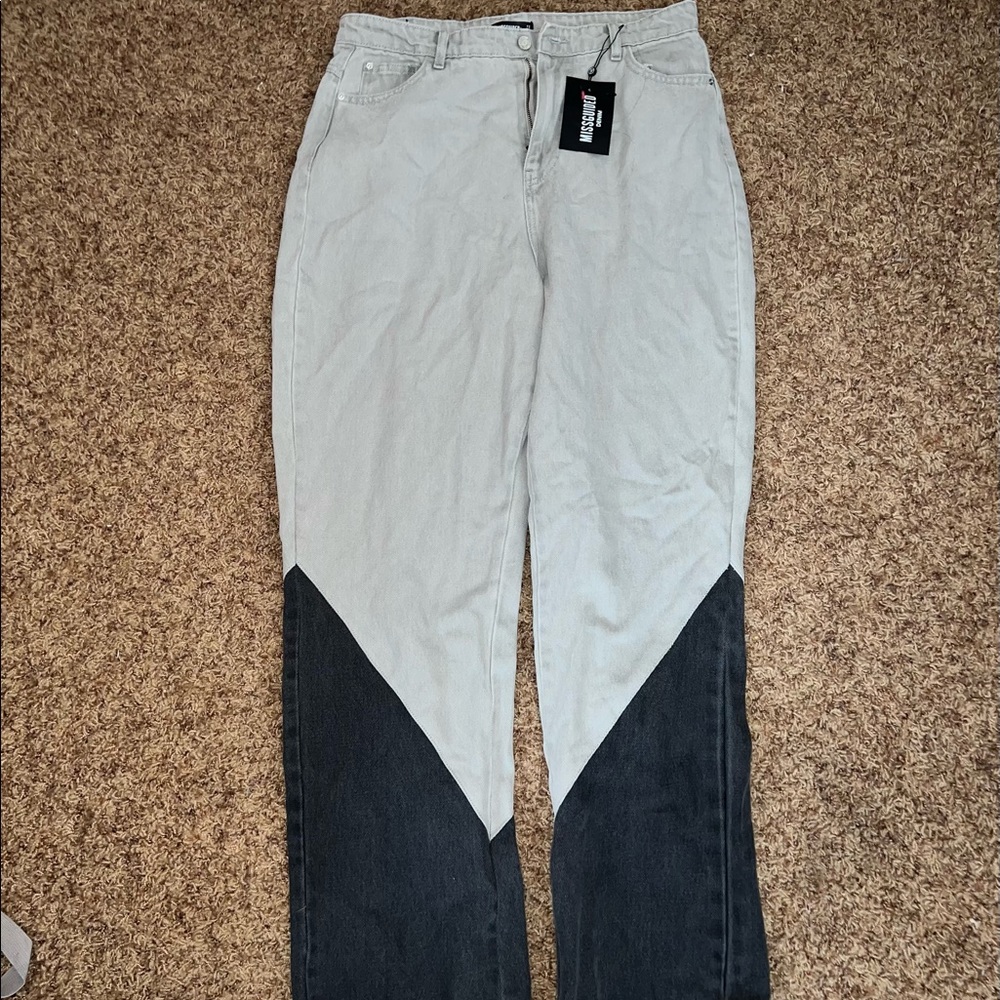 Missguided black and gray color block jeans, NWT Size US 12
